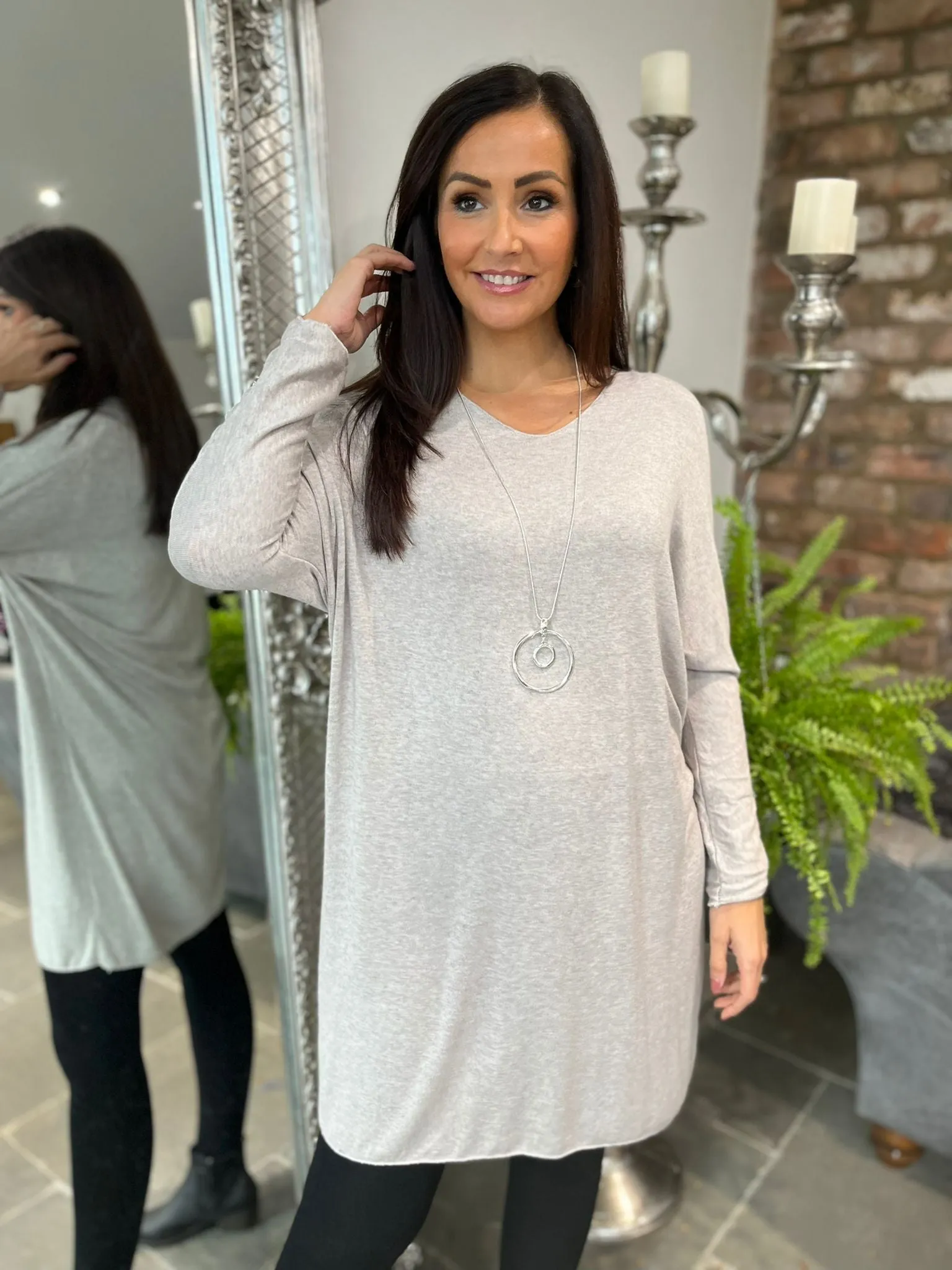 V Neck Fine Knit Dress Kathy