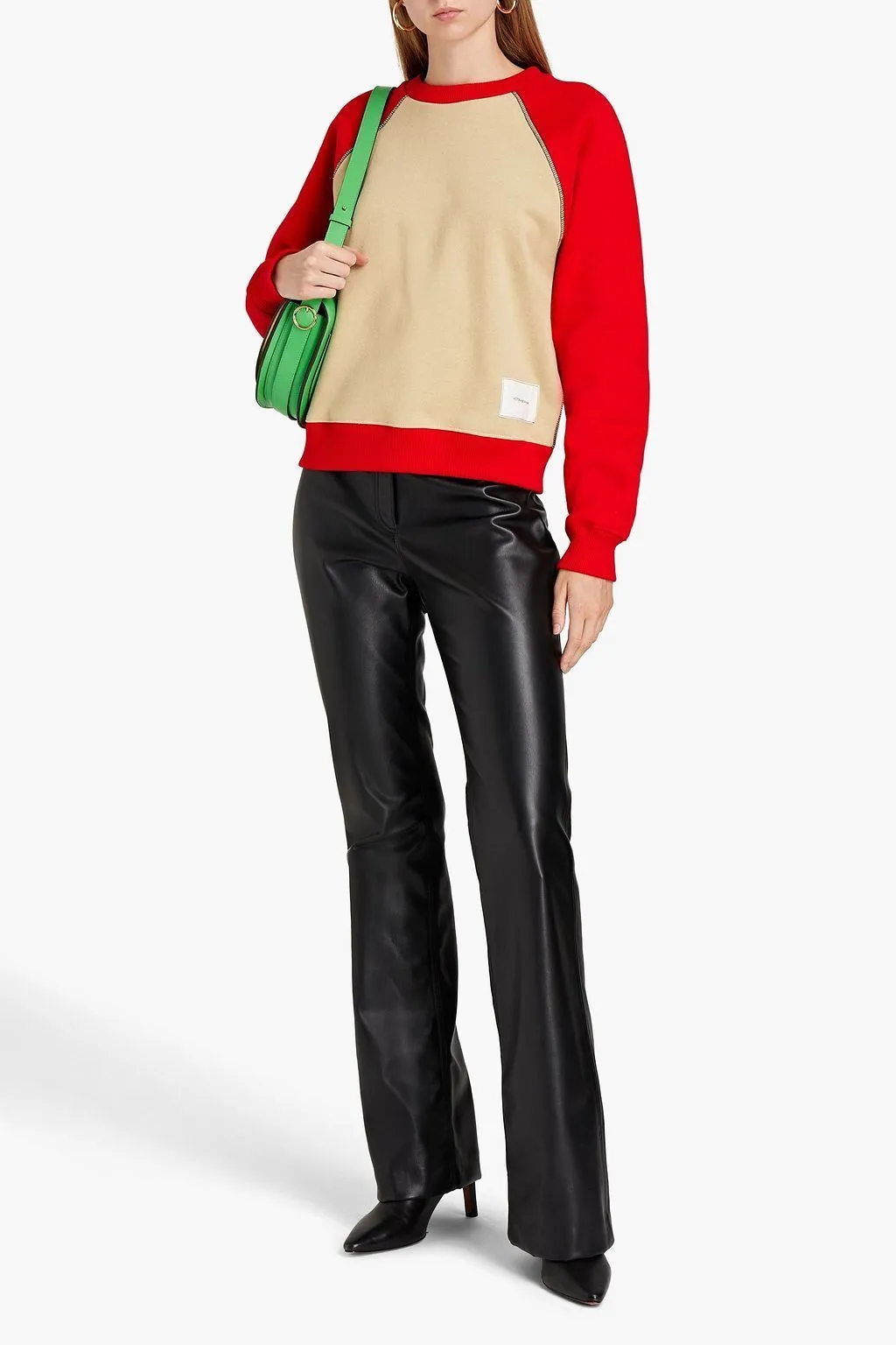 Victoria Beckham  |Crew Neck Street Style U-Neck Bi-color Long Sleeves Cotton