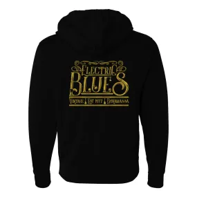 Vintage Electric Blues Zip-Up Hoodie (Unisex)