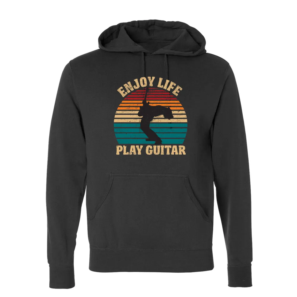 Vintage Enjoy Life, Play Guitar Pullover Hoodie (Unisex)