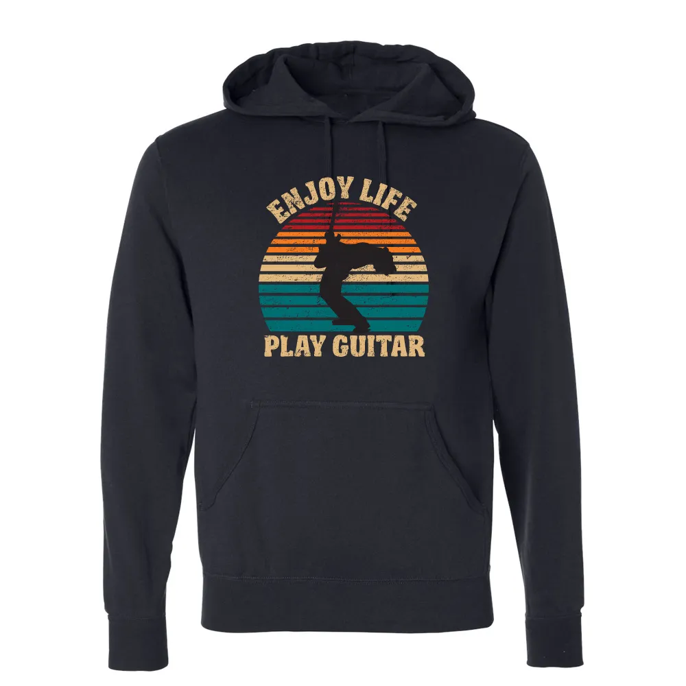 Vintage Enjoy Life, Play Guitar Pullover Hoodie (Unisex)