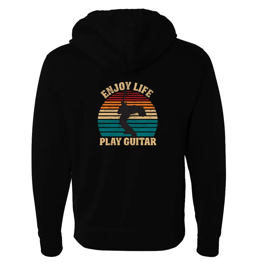 Vintage Enjoy Life, Play Guitar Zip-Up Hoodie (Unisex)