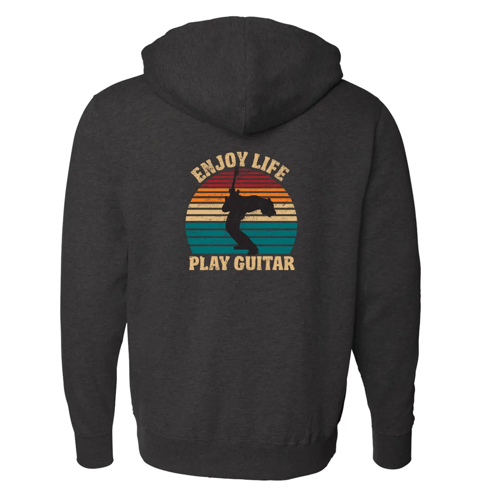 Vintage Enjoy Life, Play Guitar Zip-Up Hoodie (Unisex)