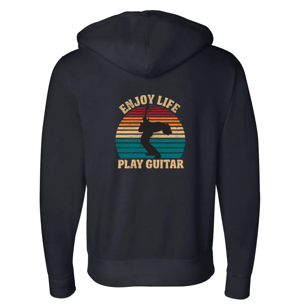 Vintage Enjoy Life, Play Guitar Zip-Up Hoodie (Unisex)