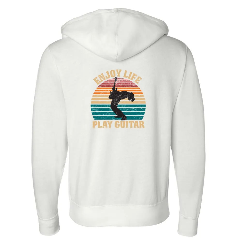 Vintage Enjoy Life, Play Guitar Zip-Up Hoodie (Unisex)