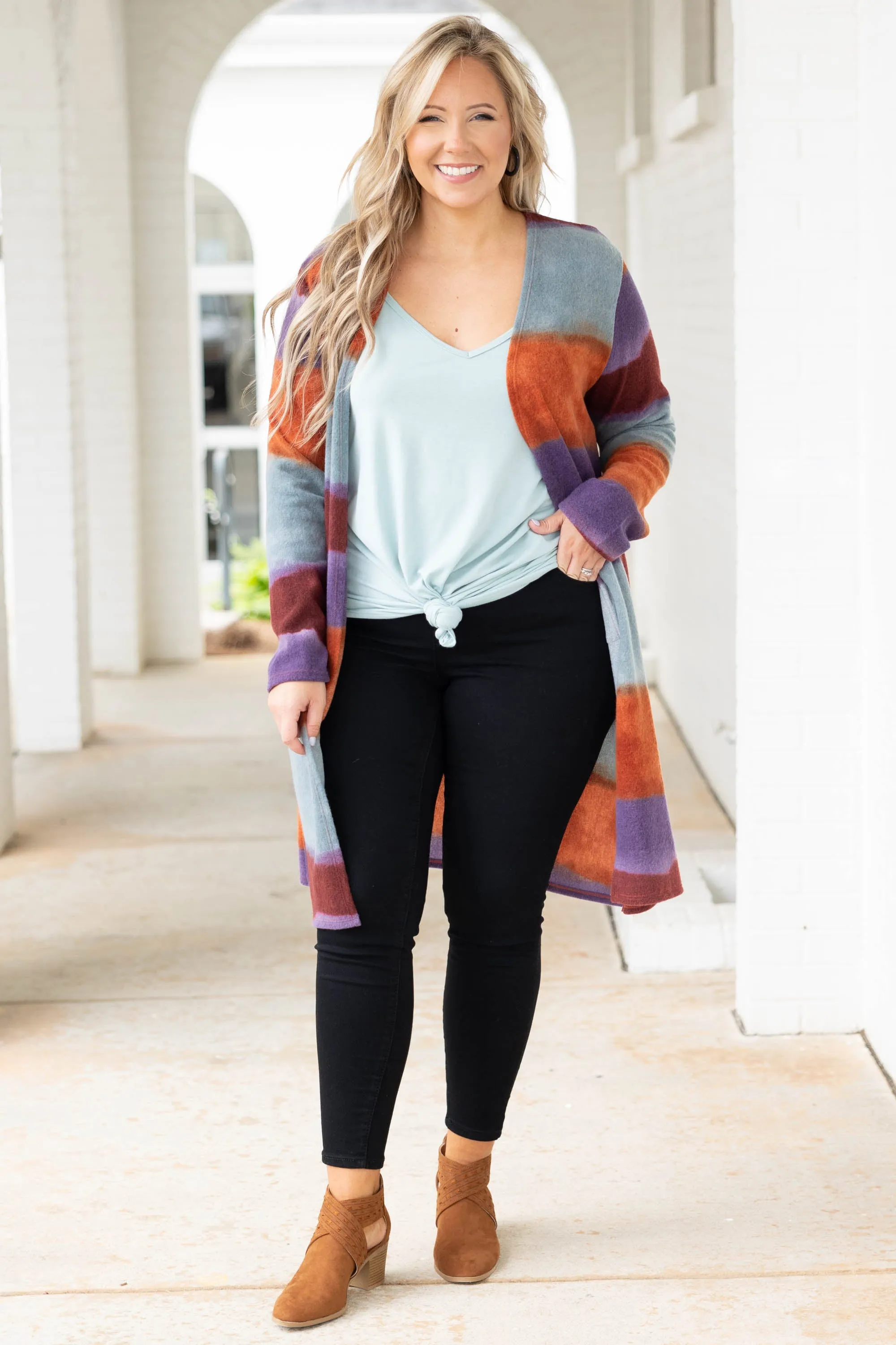 Watercolor Cardigan, Rust