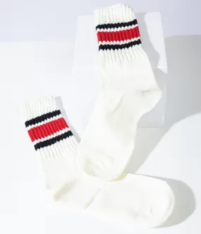 White & Red Striped Socks