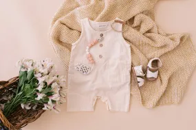 White Crop Linen Romper