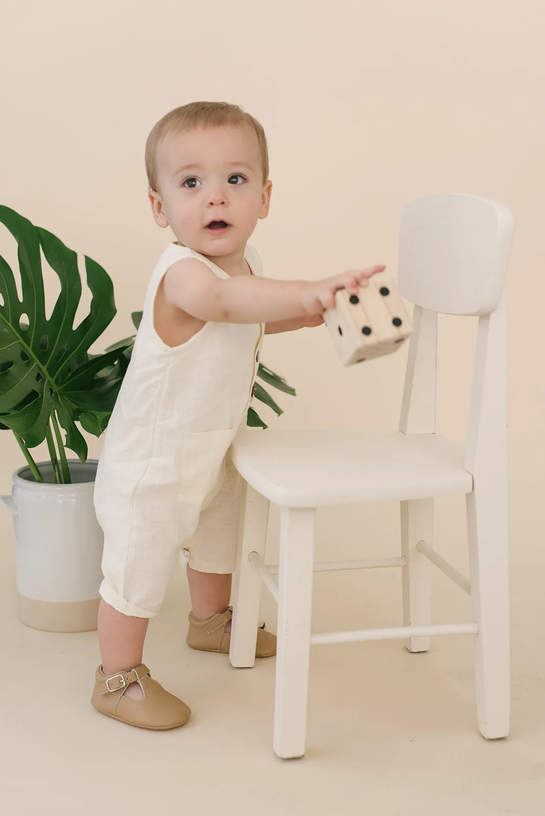 White Crop Linen Romper