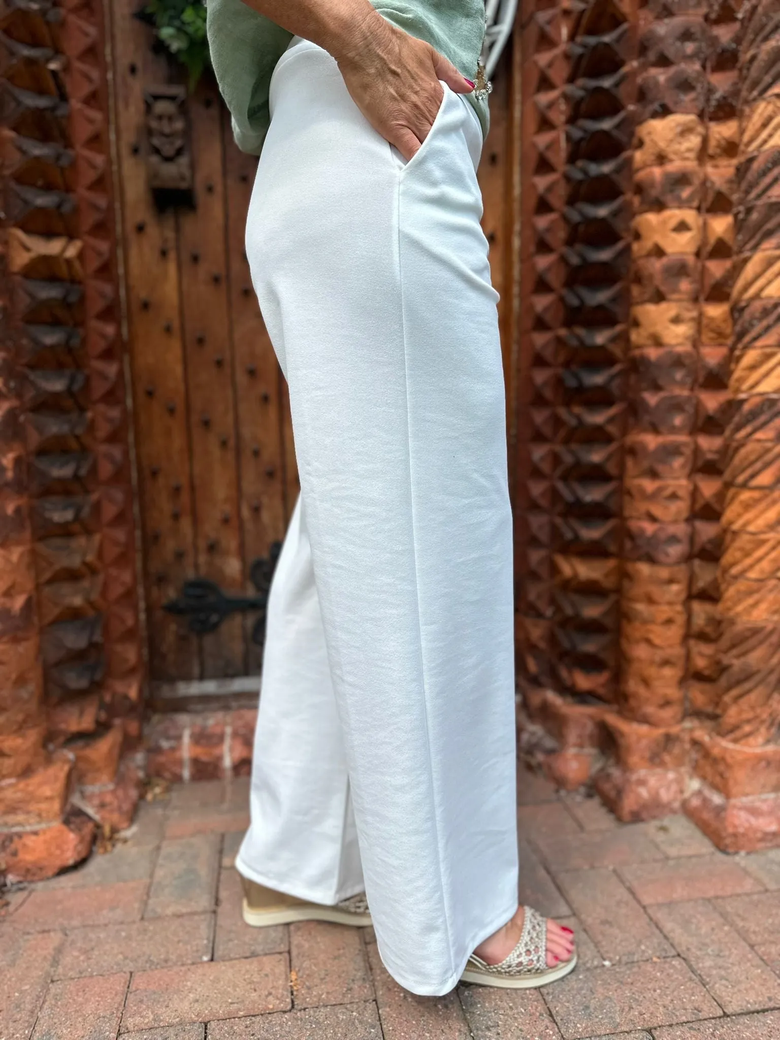 White Wide Leg Trousers