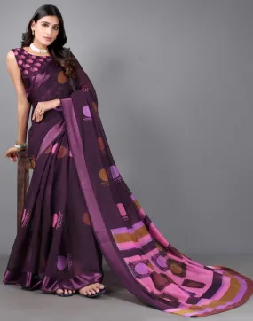 Wine Cotton Saree