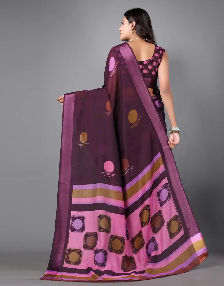 Wine Cotton Saree