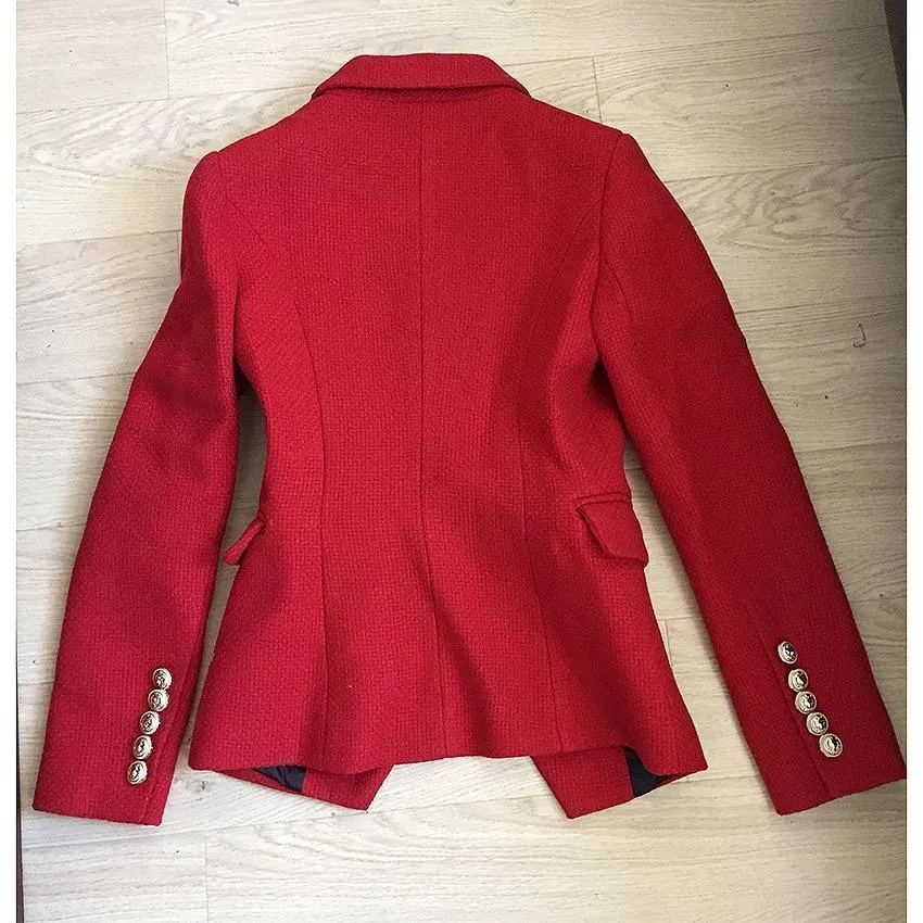 Women Blazer, Double Breast Blazer, Red