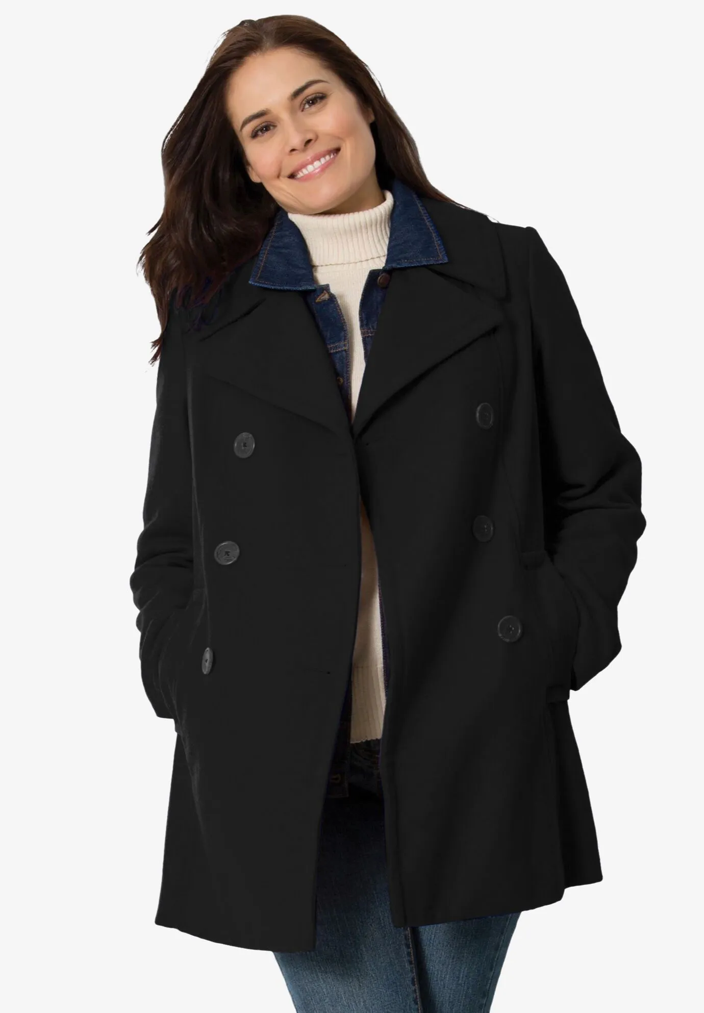 Wool-Blend Double-Breasted Peacoat