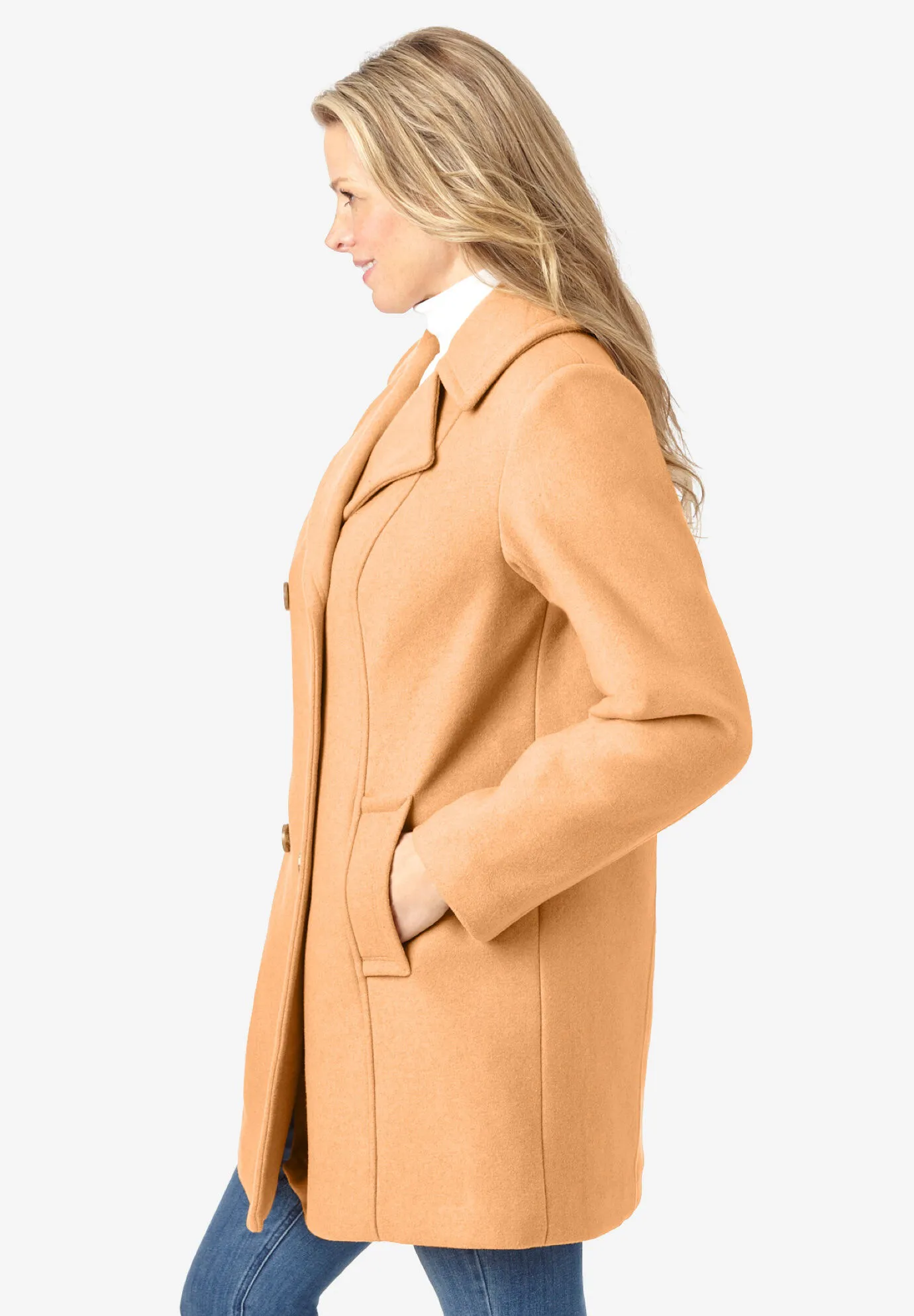 Wool-Blend Double-Breasted Peacoat