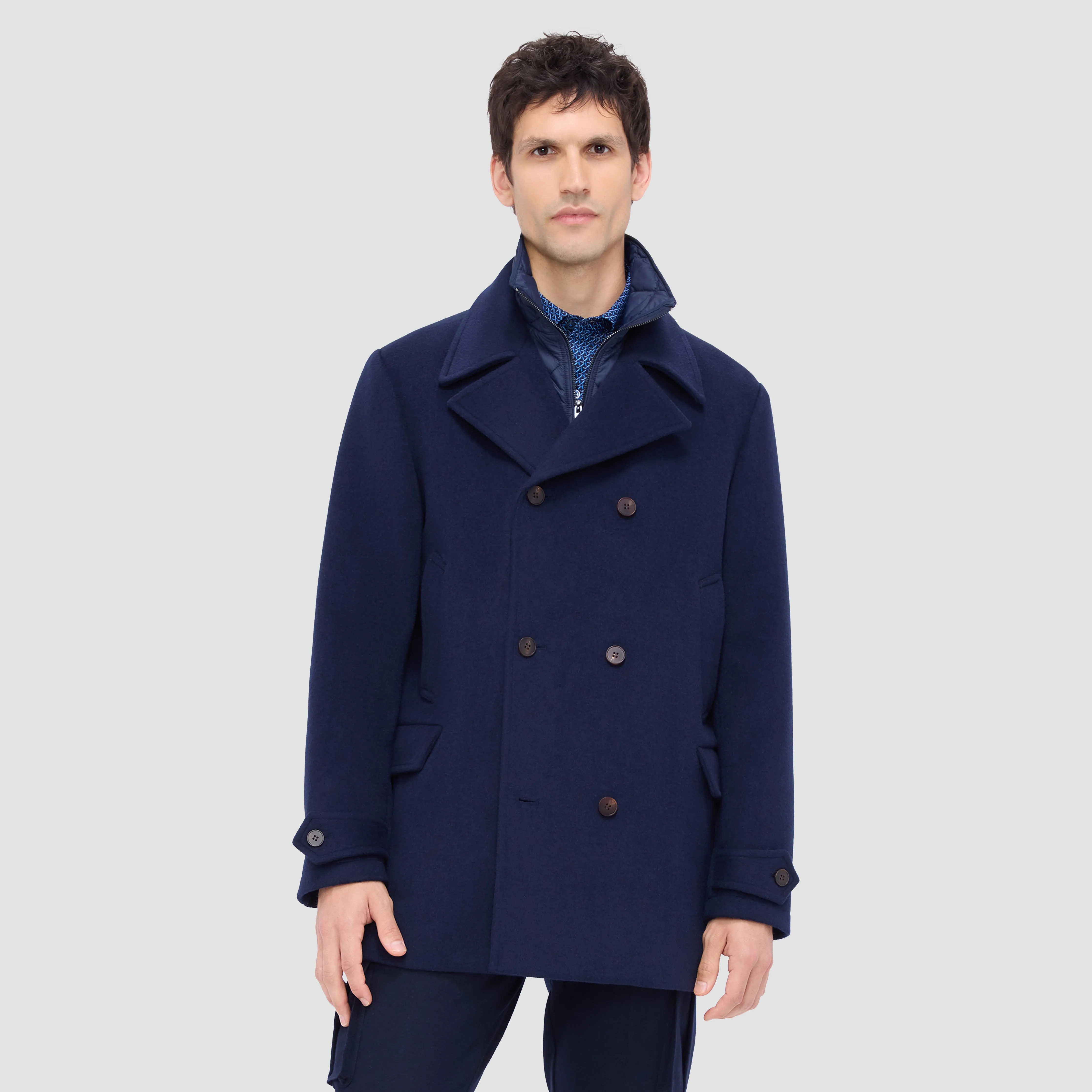 Wool Peacoat with Detachable Bib