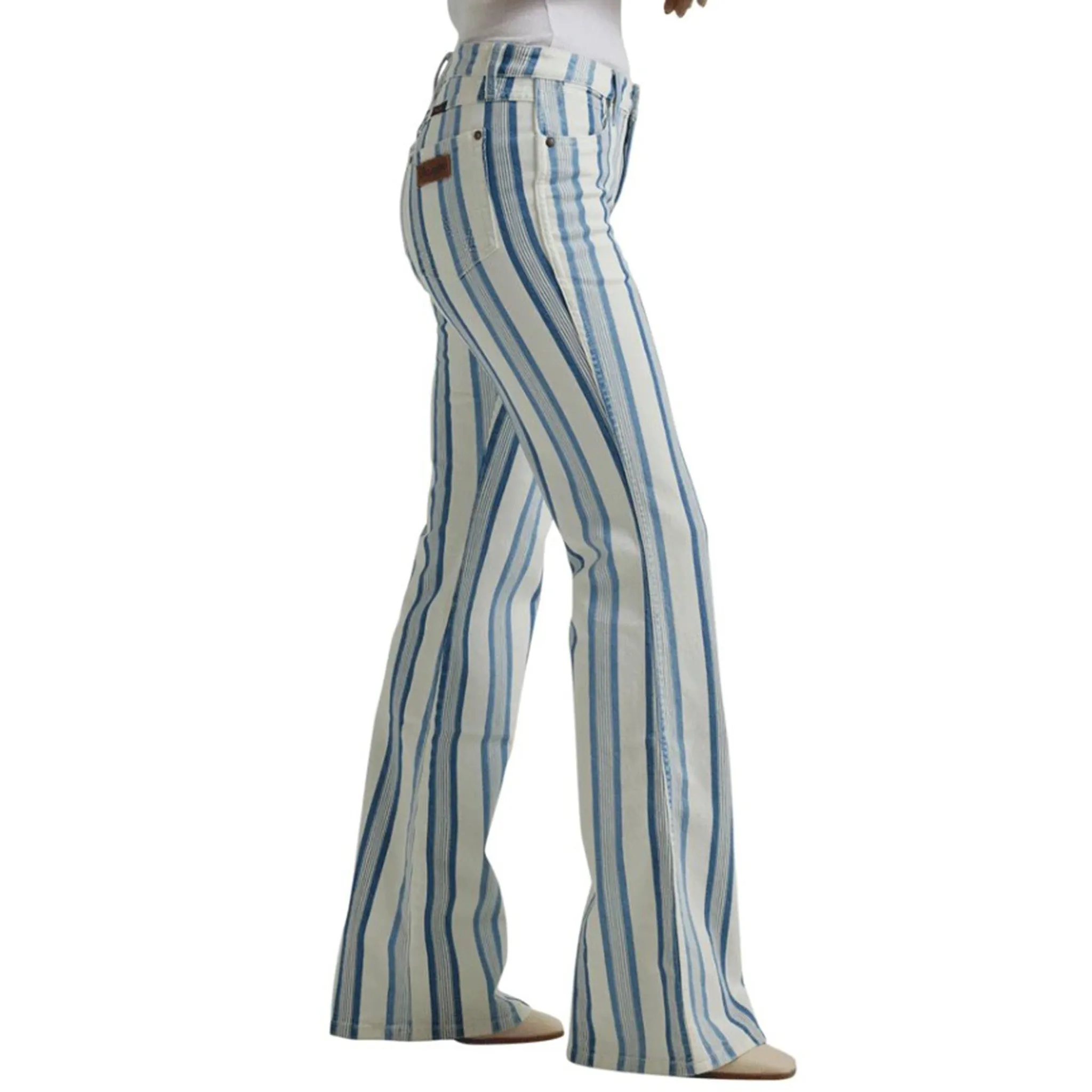 Wrangler Blue & White Stripe Flare Jeans