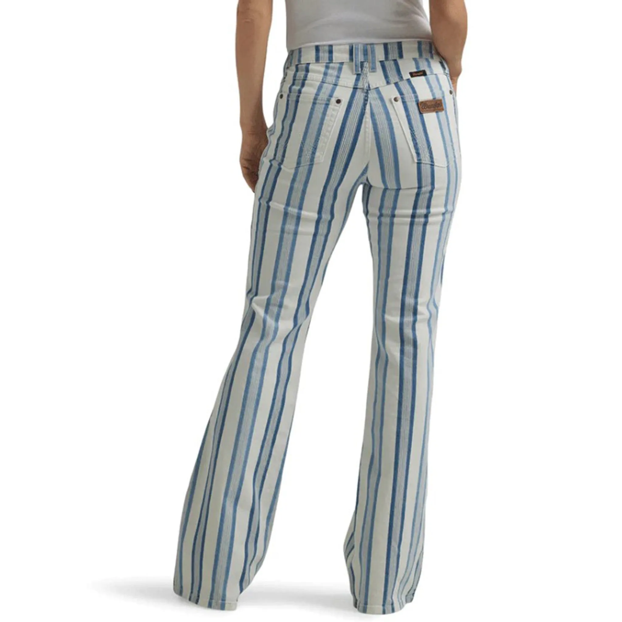 Wrangler Blue & White Stripe Flare Jeans