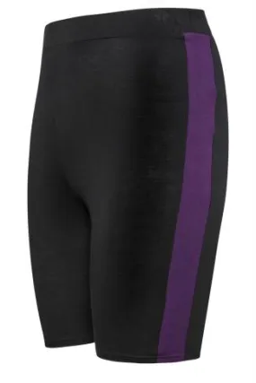 YOURS ACTIVE Curve Black & Purple Side Stripe Cycling Shorts