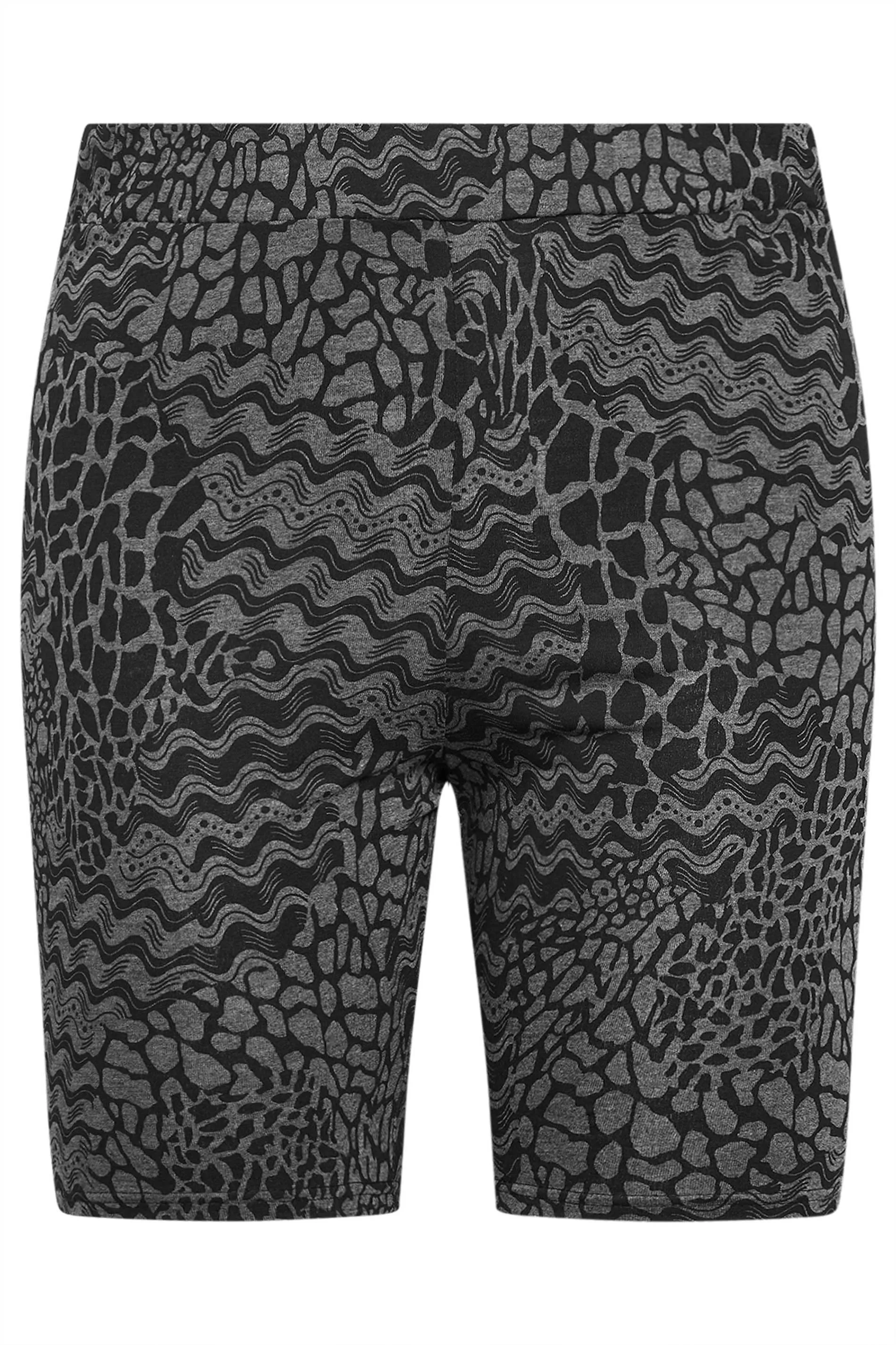 YOURS ACTIVE Curve Charcoal Grey Abstract Print Cycling Shorts