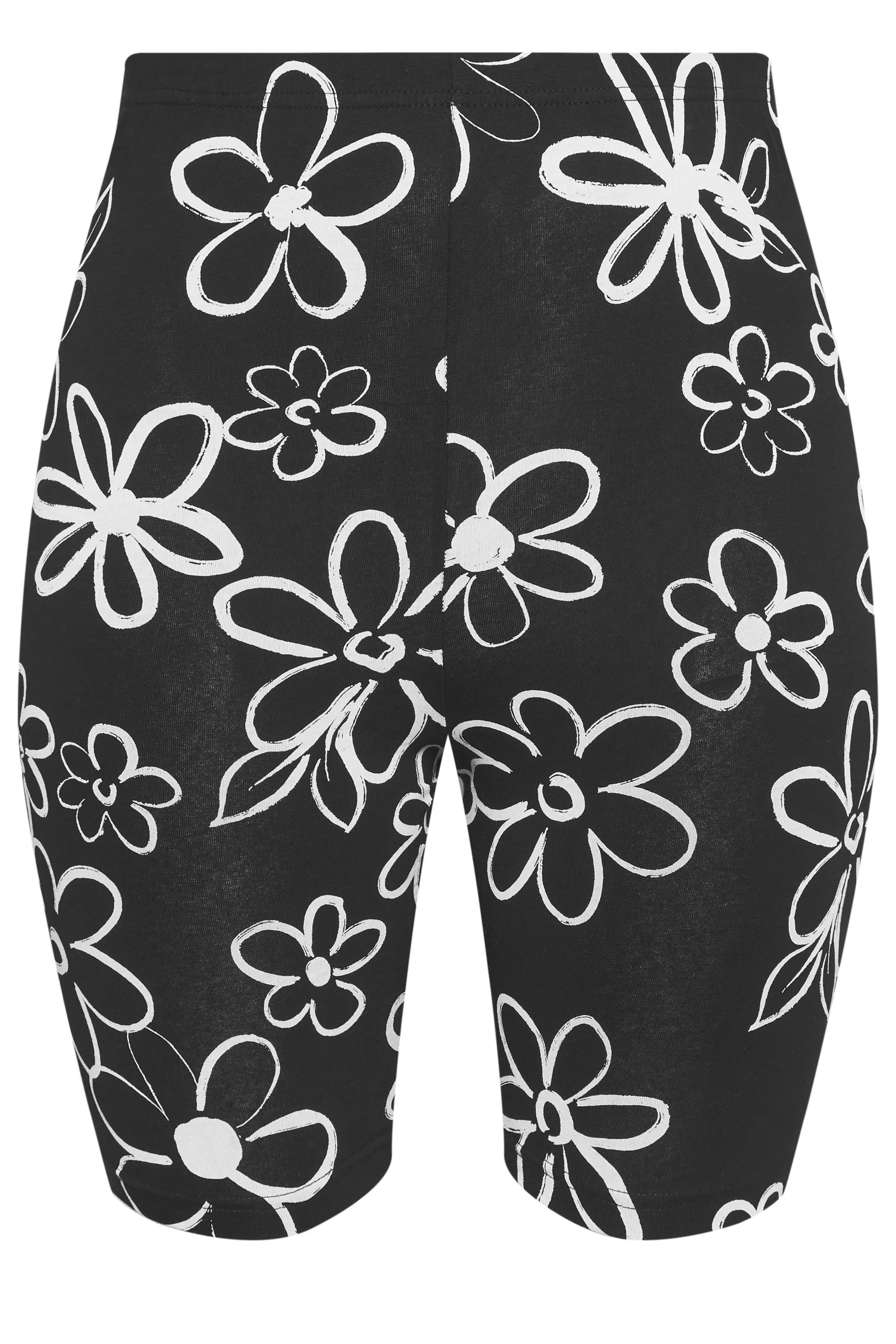 YOURS Curve 2 PACK Black Floral Print Cycling Shorts