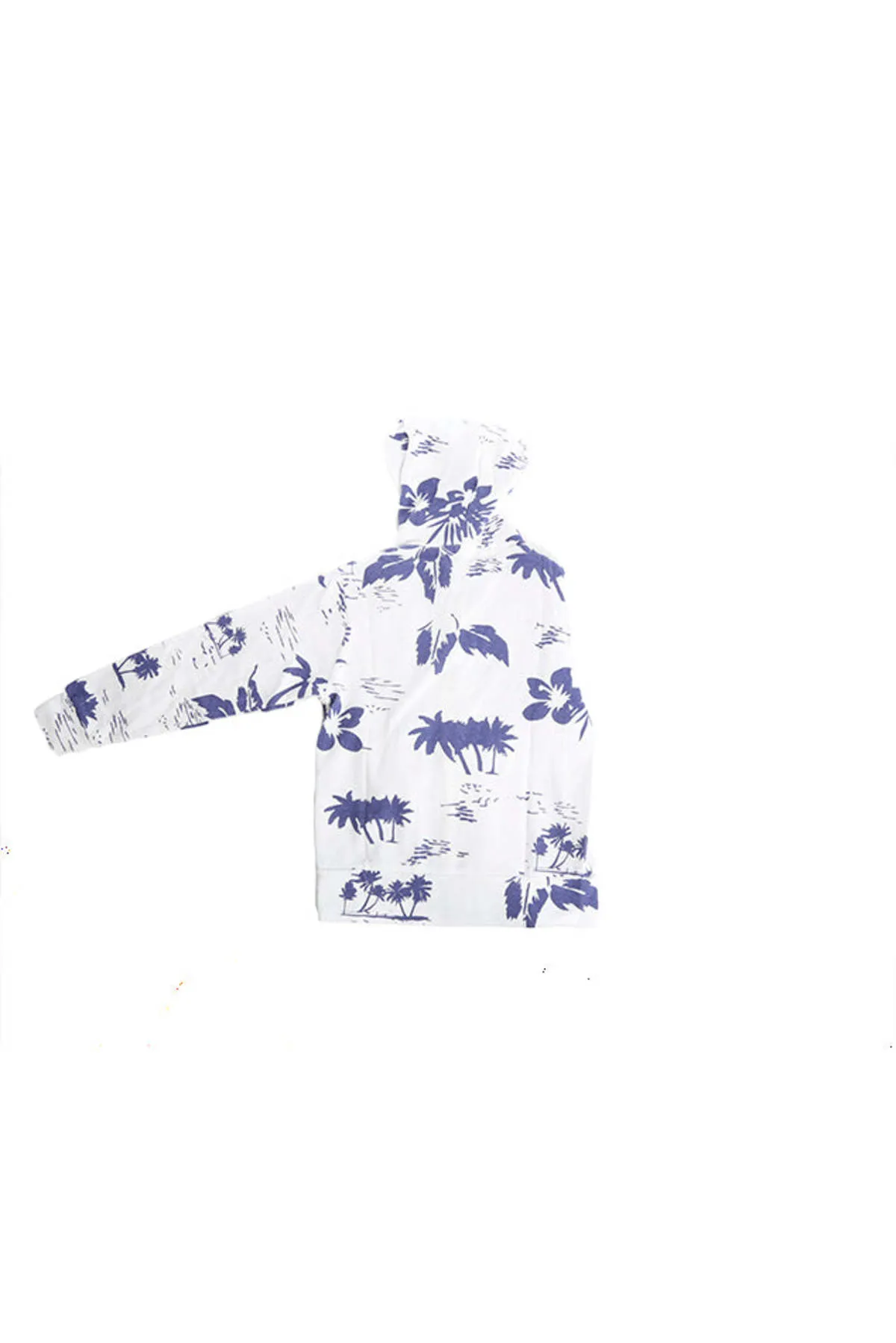 Zip Hoody - Hawaiian Print/White