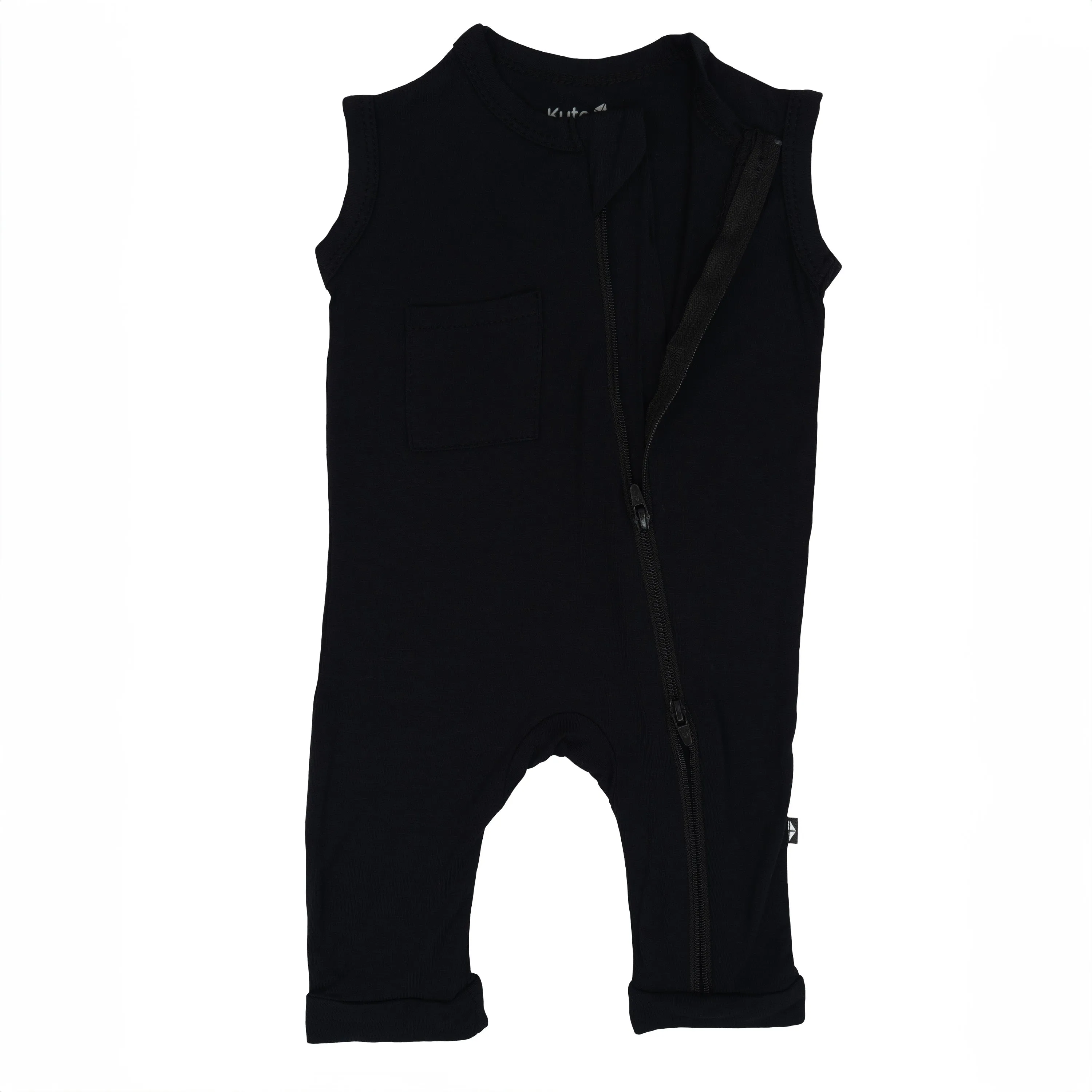 Zippered Sleeveless Romper in Midnight