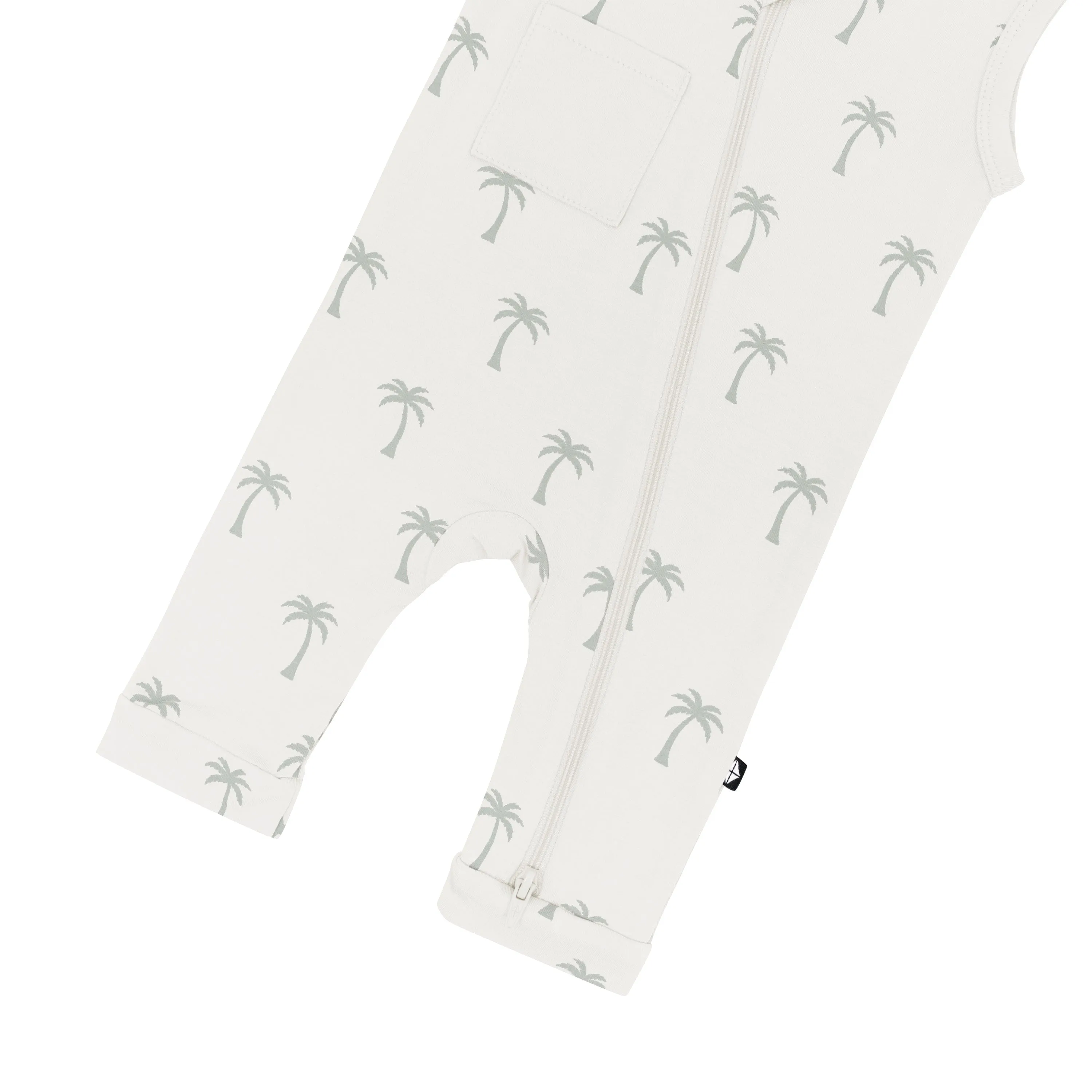 Zippered Sleeveless Romper in Palm Tree